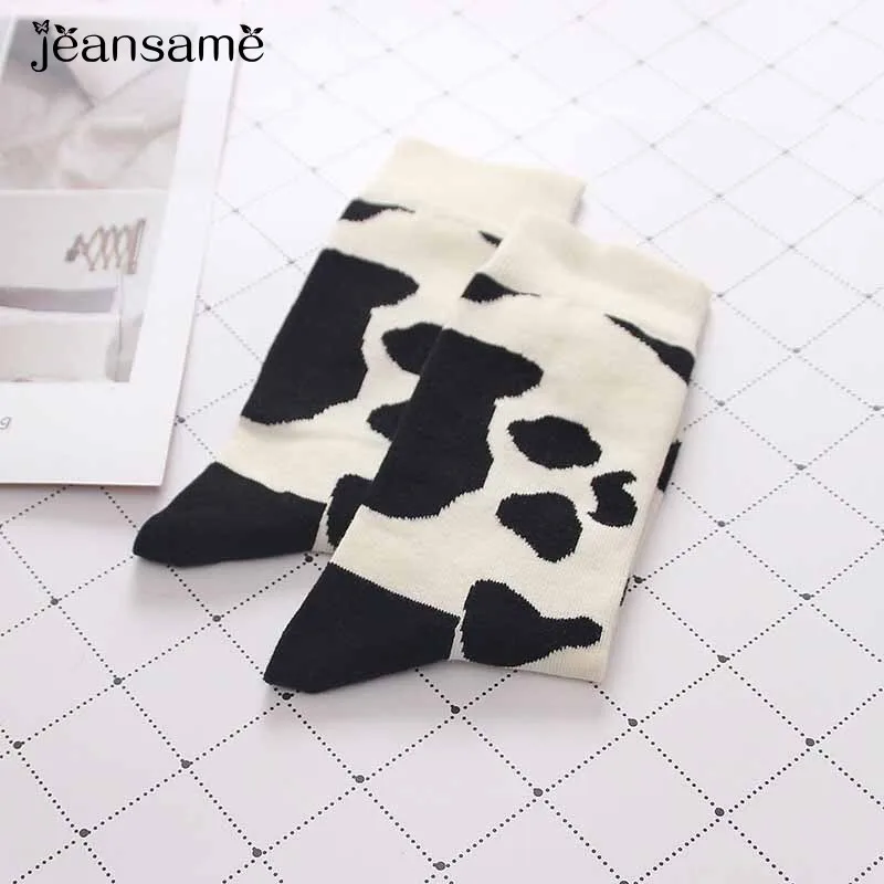 Dairy Cow Comfortable Cotton Socks Stylish Casual lover Breathable Blend elastic Warm Wear Resistant lady thermal harajuku lot | Женская