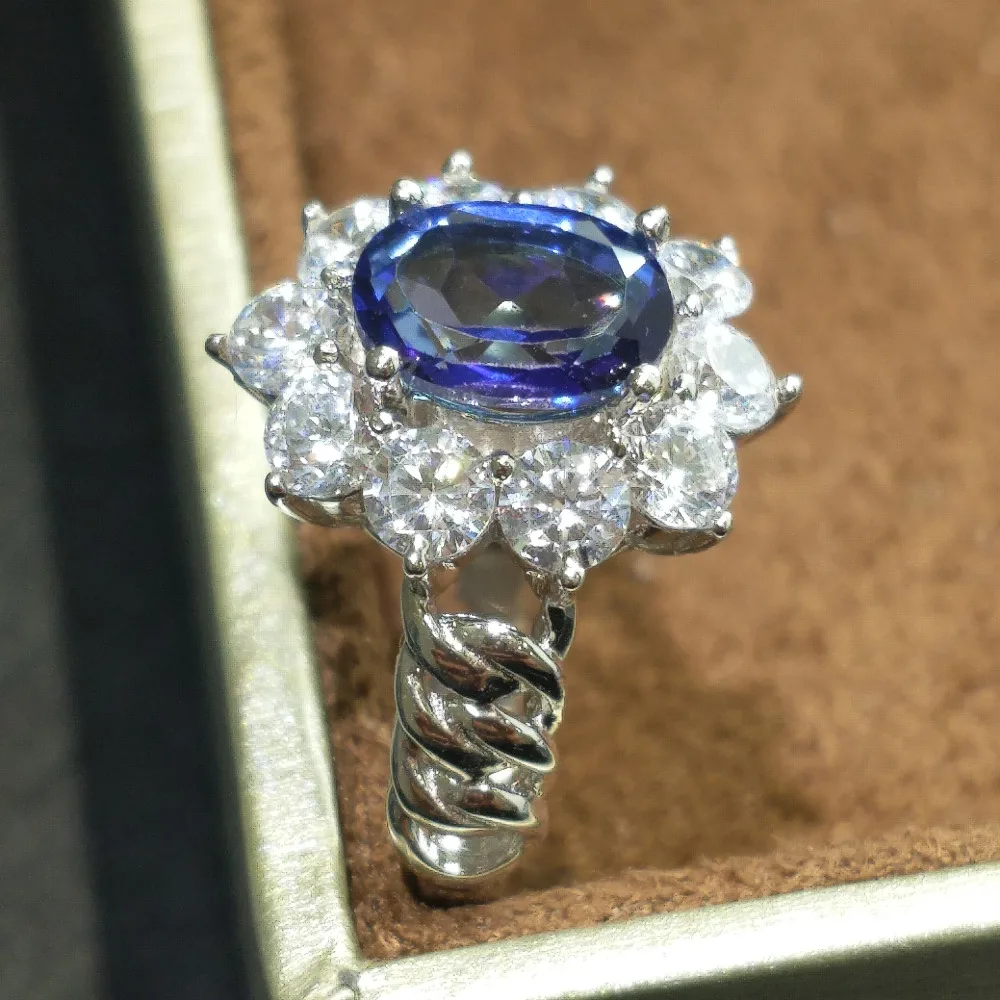 Классическое кольцо FLZB с естественным топазом цвета танзанита в ювелирном серебре 925 с позолотой, модное, высокого качества, красивое.