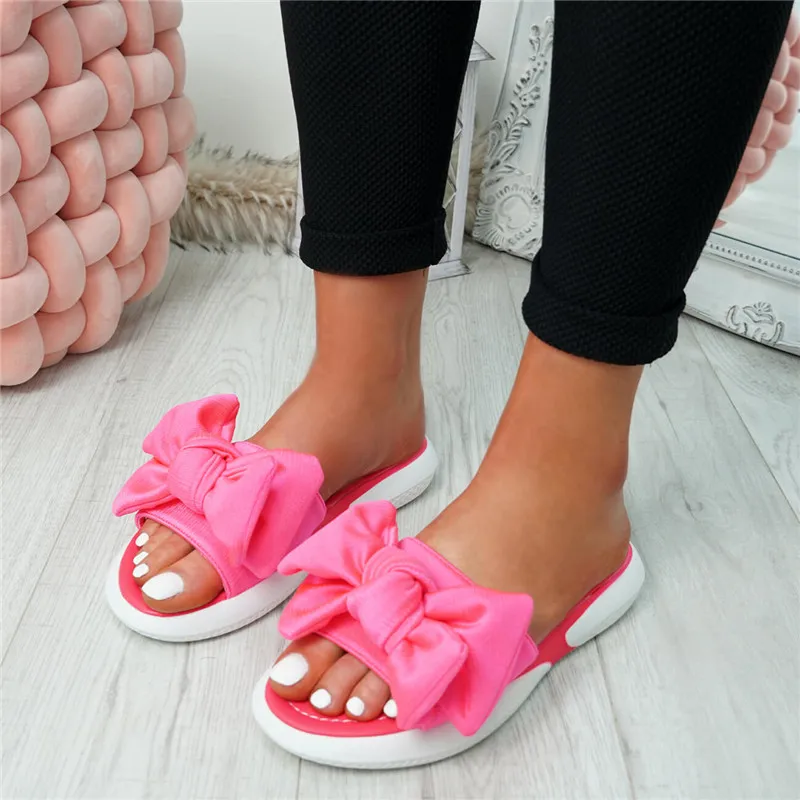 Fashion women flat sandals Shoes Women Solid Color Bow tie Flat Heel Sandals Slipper Beach Torridity | Обувь