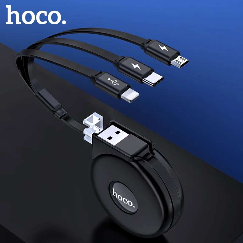 HOCO 3 в 1 USB кабель для iPhone X 8 7 6 3в1 Micro usb type C зарядный кабель для samsung S9 Универсальный мобильный кабель для зарядки телефона