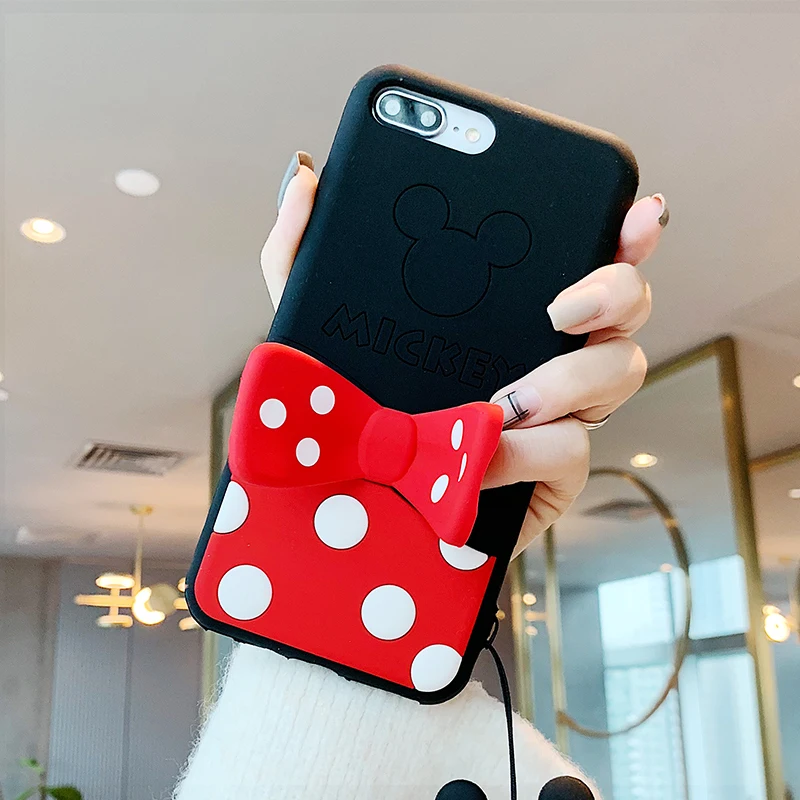 Чехол с бантом и мышкой для iPhone 8/7 plus мягкий силиконовый чехол 6 S 7 8 + пленка экрана
