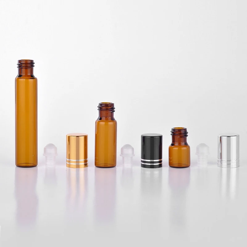 Wholesale 100 Pieces 5ML Mini Brown Glass Refillable Perfume Bottle With Aluminum Cap Empty Portable Essential Oils Case |