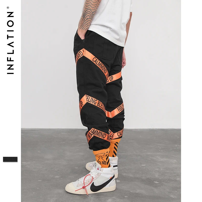 Инфляция письмо лента брюки карго шаровары 2018 осень зима новые модные