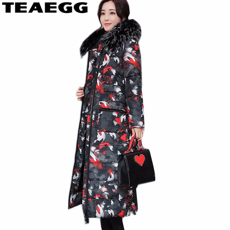 TEAEGG новая зимняя куртка женские парки Mujer Invierno 2019 капюшон искусственный мех