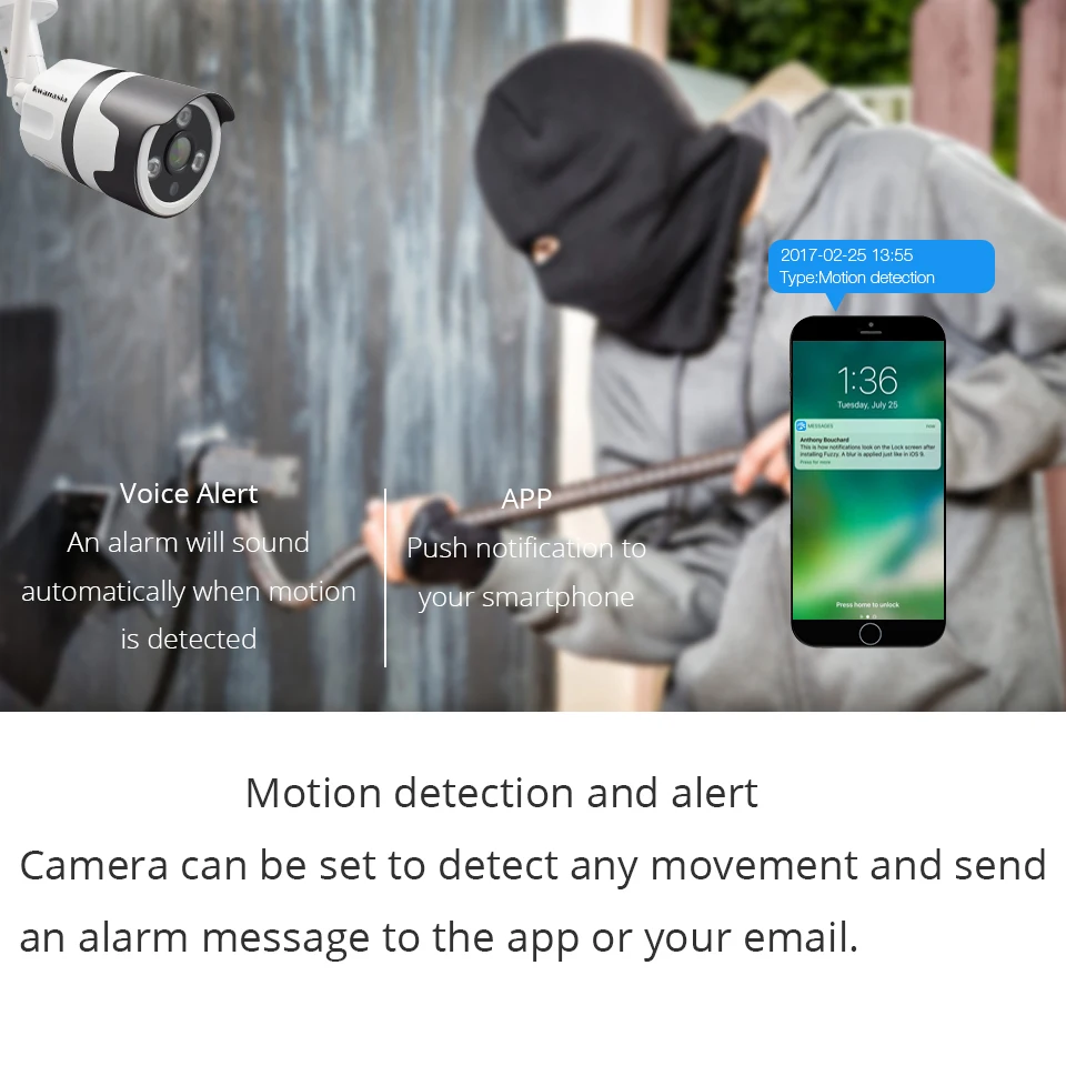 IP камера наружная беспроводная водонепроницаемая с поддержкой Wi Fi 2 МП 1080P|Камеры