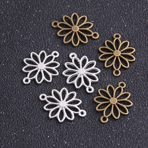 Подвески в виде цветов, из металлического сплава, 19 х25 мм, 14 шт.
