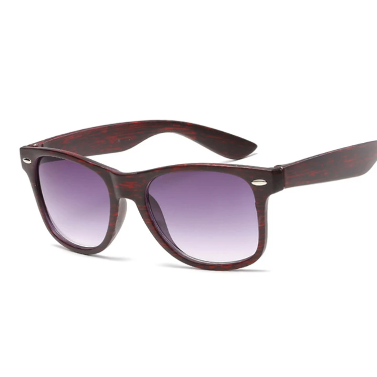 Imitation Wood Shades Women Sunglasses Black Fashion Square Small Frame Vintage Retro Glasses Unisex Oculos Feminino - Цвет линз: Red grain