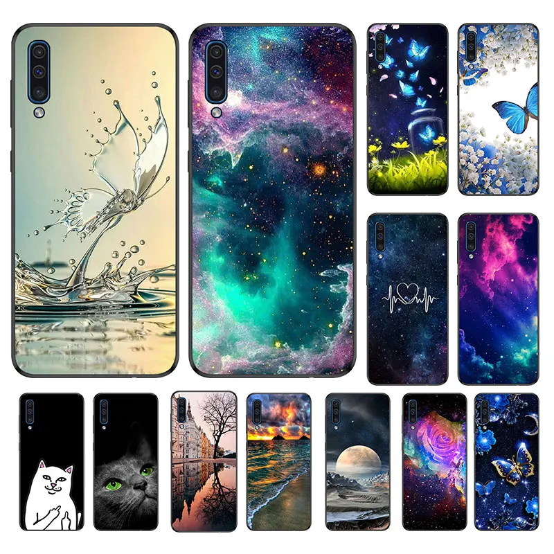 Чехол для Samsung A50 черный чехол накладка Galaxy 2019 мягкий силиконовый A 50 A505 A505F защита под мрамор|Бамперы| |