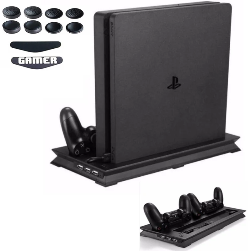 Вертикальная подставка для PS4 Slim охлаждающий вентилятор и зарядная док станция с