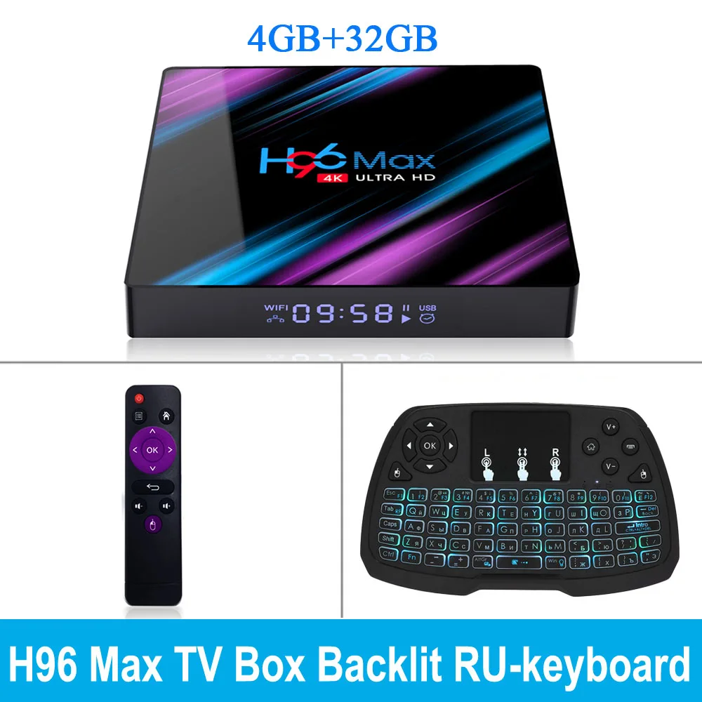 H96 Max Smart Android 9,0 tv Box светодиодный дисплей RK3318 Четырехъядерный 4K 4GB+ 32 GB/64 GB 2,4G/5G WiFi H.265 VP9 BT4.0 HD UHD медиаплеер - Цвет: 4GB 32GB RU Keyboard