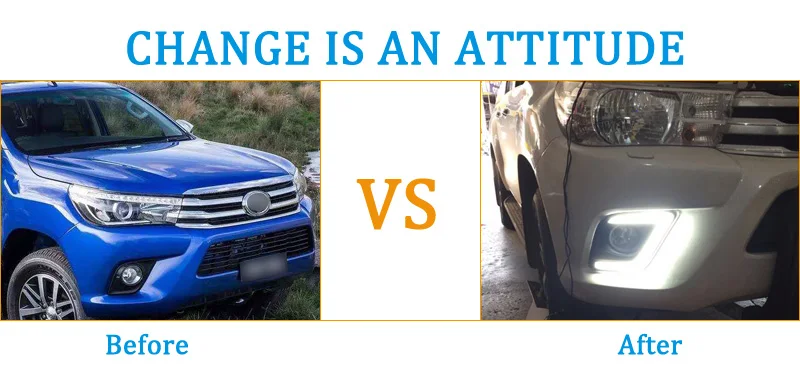 Светодио дный 2 шт. светодиодные дневные ходовые огни для Toyota Hilux Revo желтый поворотов функция 12 В в автомобиля DRL противотуманных фар украшения