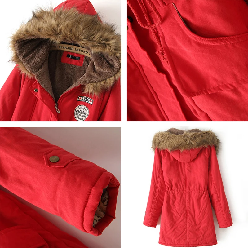 

Nice Women Winter Fur Warm Jacket Female Outerwear Plus Size 2XL Coat Ladies Hooded Long Parka Cotton Padded Jaqueta Feminina