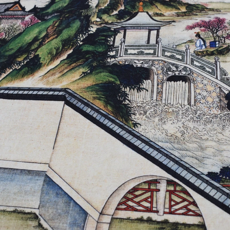 120*145 см/шт. Qingming Shanghe Tu цифровой живописи жаккардовая ткань для летнее платье telas