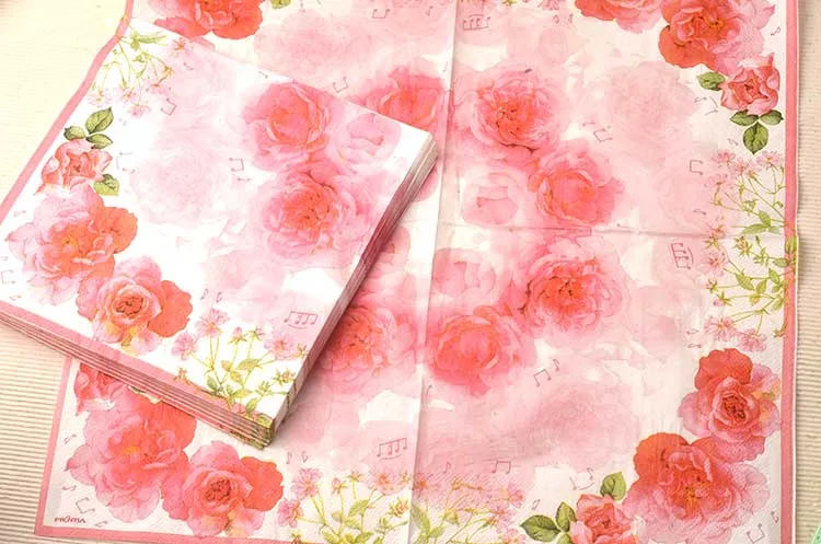 Новые салфетки бумажные носовой платок с розовым цветочным узором декоративные