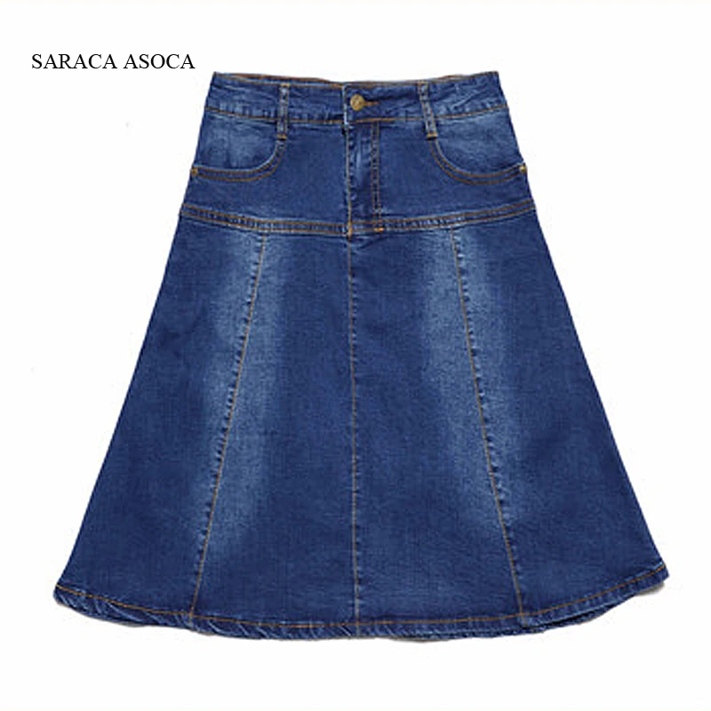 Женская джинсовая юбка с карманами длиной до колена|fashion pleated skirt|pleated skirtdenim skirt |