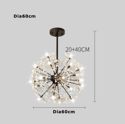 Dia60cm G4 led постмодерн нержавеющая сталь Кристалл Черное золото люстра освещение Lamparas де Techo подвесной светильник Lampen для фойе - Цвет абажура: Dia60cm