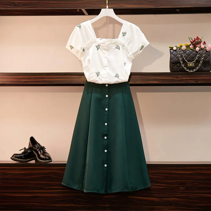 2019 летние женские Топы с квадратным воротником из хлопка и вышивкой кактуса +