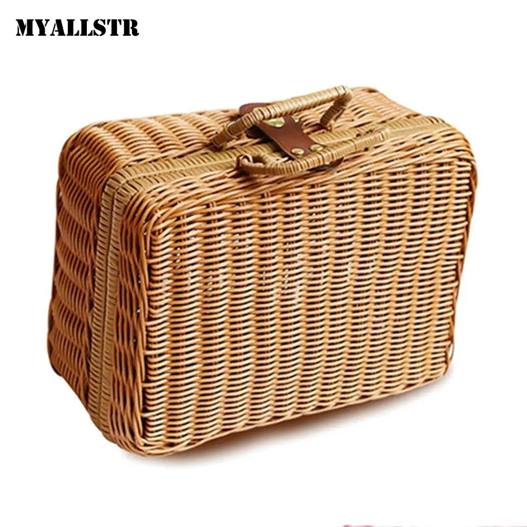 Ретро стиль переплетения ручка для путешествий Ящик хранения дома путешествия