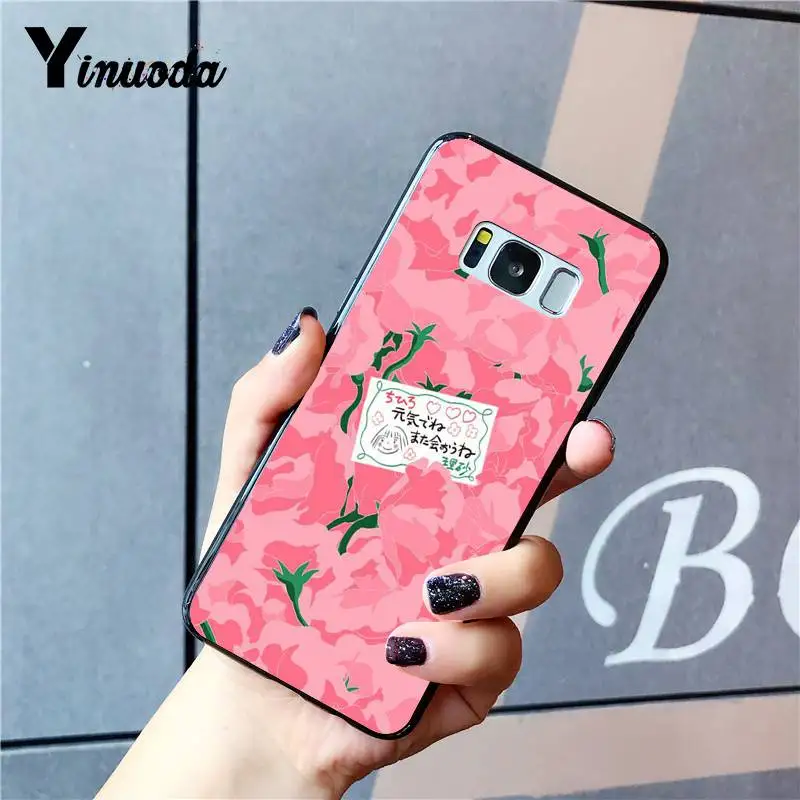 Yinuoda Kawaii японские розовые цветы Мягкий силиконовый черный чехол для телефона Samsung