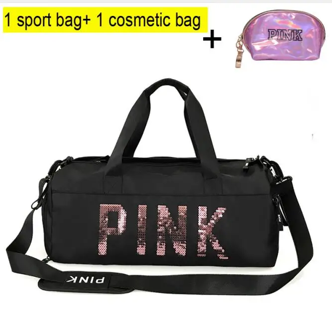 1blackbag1cosmetic Дешевая черная спортивная сумка с блестками женская обувь отсек водонепроницаемые спортивные сумки для занятий фитнесом Йога Bolsa Sac De sport - Цвет: 1blackbag1cosmetic