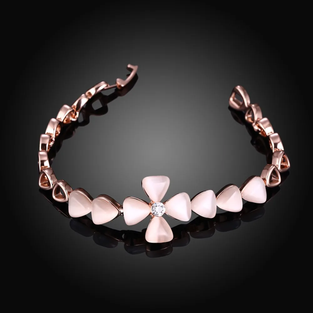 16.2 см сплав олова Four Leaf белый треугольник камень Клевер розовое золото Цвет