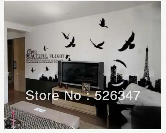 Самодельные съемные настенные наклейки с изображением Парижского города и