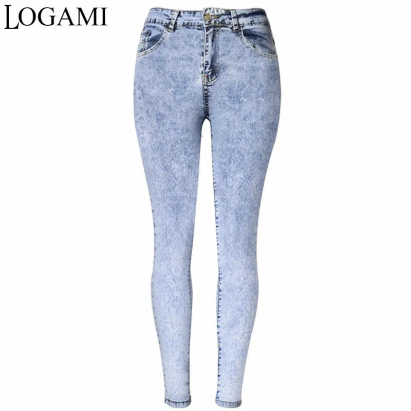 Женские эластичные джинсы-карандаш LOGAMI узкие джинсовые брюки с высокой талией |