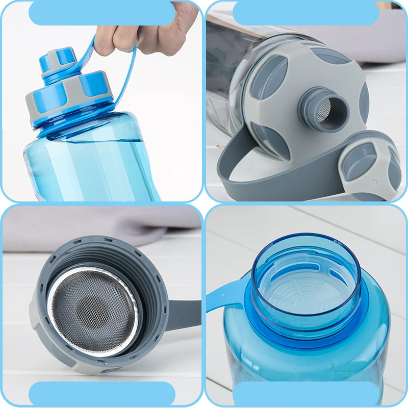 Спортивная пластиковая бутылка для воды Transhome 1000 мл большая емкость портативная