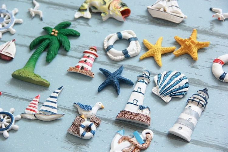 Средиземноморский стиль Смолы Декоративный холодильник морской спасательный