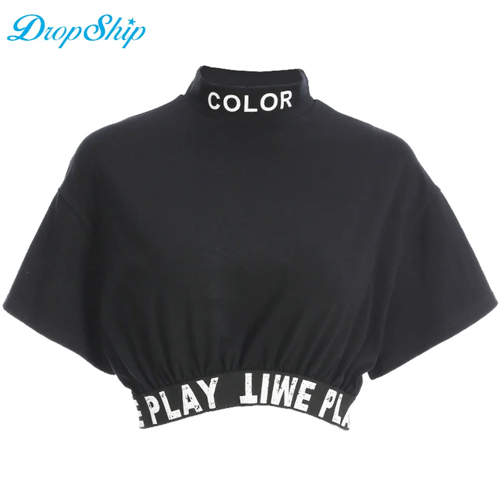 Casual Kawaii Graphic Tee Cropped T Shirt Women Fashion Short Sleeve Streetwear Pullover Tshirt 2018 Cotton O Neck Summer Top | Женская