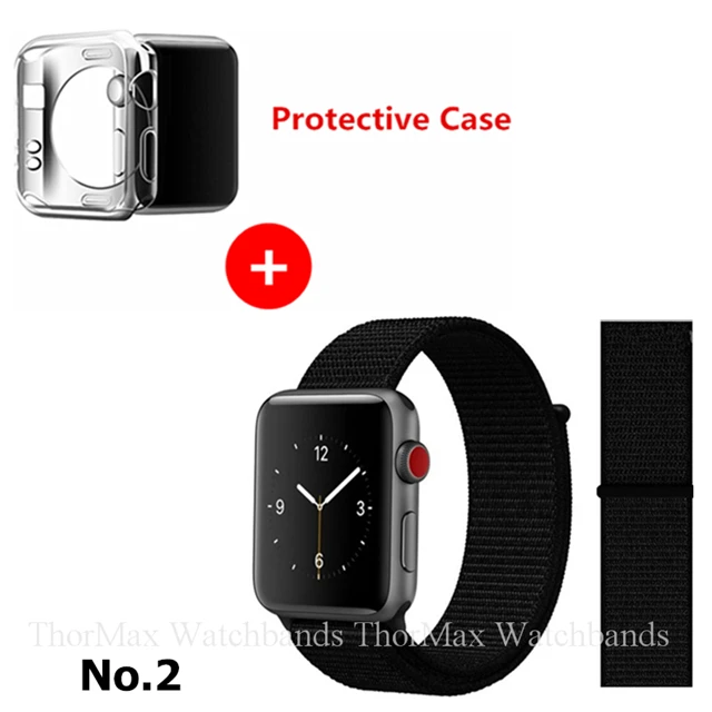 2-All Black Ремешок для Apple Watch Series 4 3 2 1 38 мм 42 мм нейлоновый мягкий дышащий браслет сменный ремешок Спортивная петля для iwatch 4 40 мм 44 мм - Цвет ремешка: 2-All Black