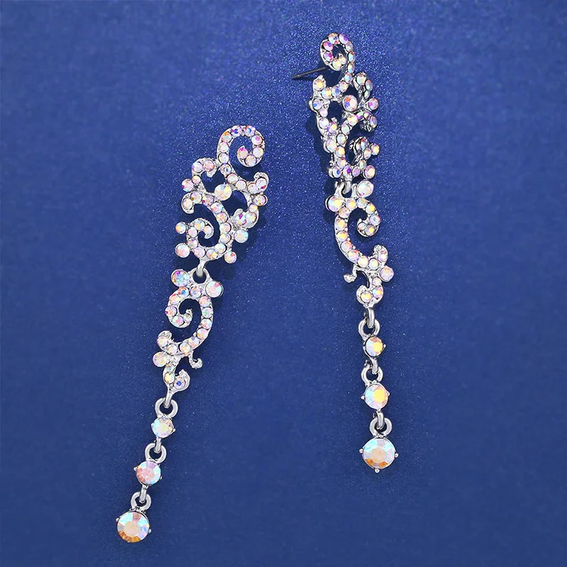 OCESRIO Long Fashion Drop Earrings for Women Crystal Rhinestone Big Hanging Dangle Bride Wedding Jewelry ers-h52 | Украшения и
