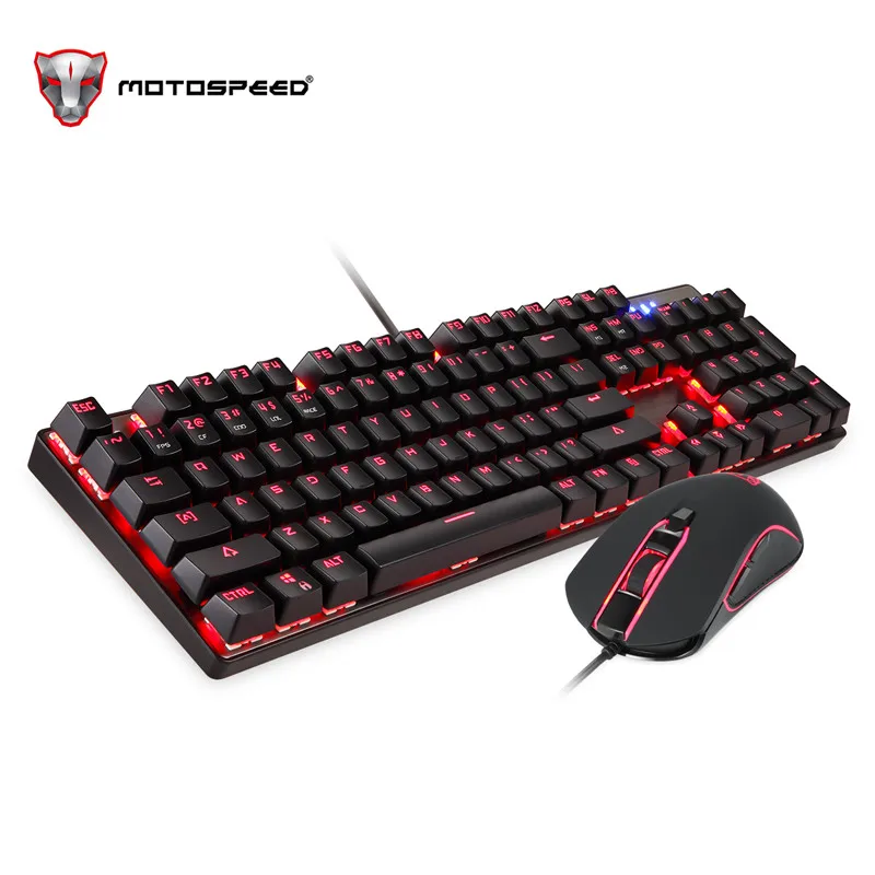 Motospeed CK888 механическая клавиатура RGB подсветка светодиодный USB Проводная клавиатура мышь набор с кабелем 1,8 м для компьютера Pro Gamer