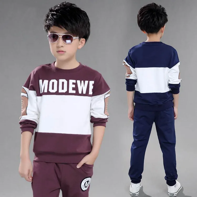 Binhbet Boys Tracksuits 2018 Autumn Children White Black Long Sleeve Jacket + Pants Outfit Kids Clothing Sets Age 3-10 T |