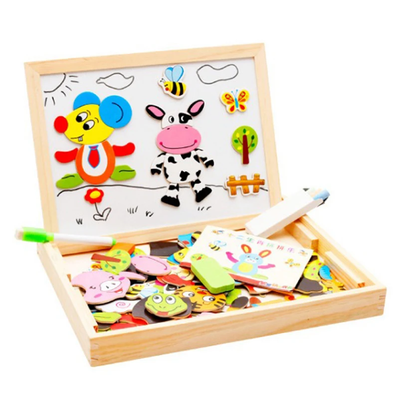 

Игрушки Монтессори, Развивающие деревянные игрушки для детей, Раннее Обучение, Детские магнитные наклейки, головоломки, игры
