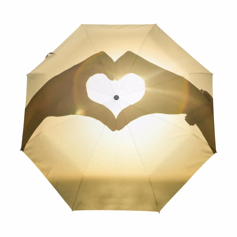 

Creative Heart Pattern Automatic Umbrella Fashion High Quality Business Umbrellas Three Folding Windproof Rainproof Paraguas