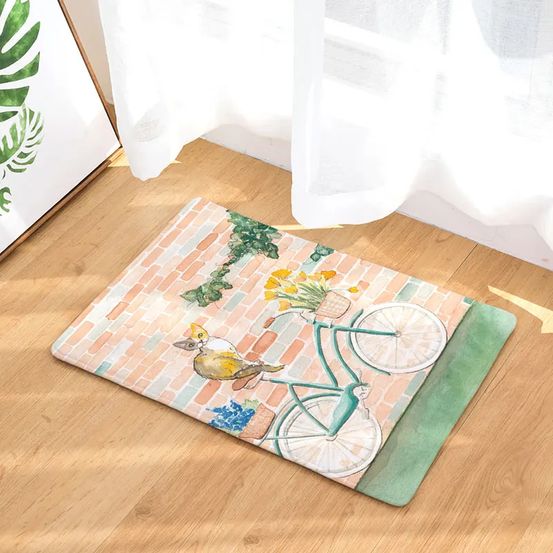 Monily Противоскользящий водонепроницаемый коврик для двери с изображением кота