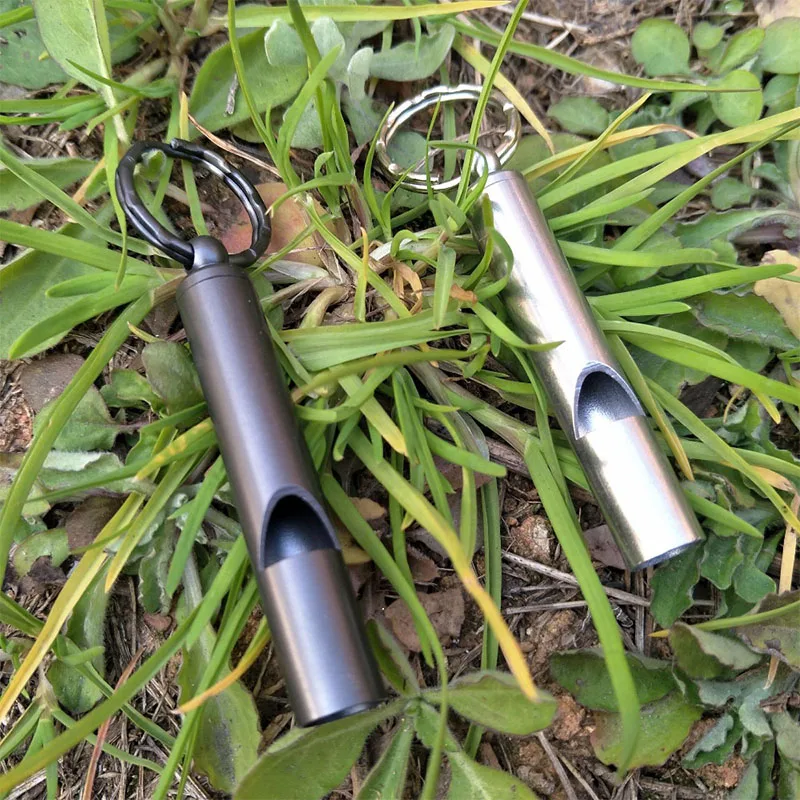

New EDC Stainless Steel Whistle Outdoors Camping Surprise High Decibel Metal Whistle Straight Emergency Whistle Accessories Tool