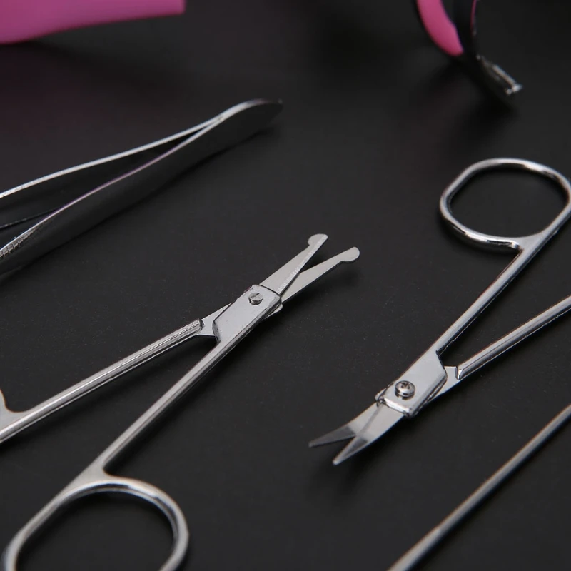 10pcs/set Eyebrow Tools Kit Tweezers Scissors Razor Eyelash Curler Makeup Tool | Красота и здоровье
