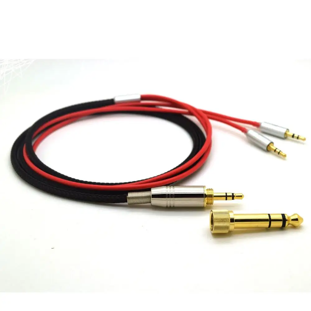 1.8m black with red Сменный кабель для Hifiman HE400S HE-400I HE560 HE-350 HE1000 V2 для наушников 3,5 мм с штекером 6,35 мм до 2x2,5 мм с штекером HIFI - Цвет: 1.8m black with red