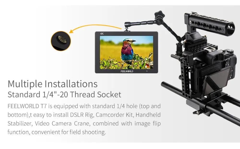 Feelworld T7 7 дюймов ips 1920x1200 HDMI на камеру полевой монитор Поддержка 4K вход выход видео монитор+ NP750 батарея+ зарядное устройство