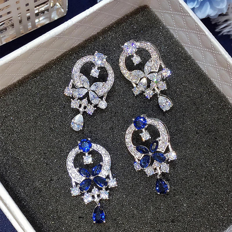 GAOLA 2017 зимние голубые серьги с цирконием кубической огранки Кристальные для