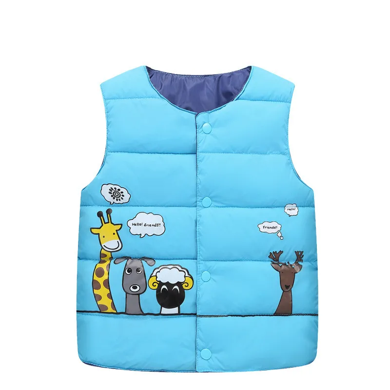 Осенне-зимний детский хлопковый жилет на пуху с рисунком жирафа пальто для