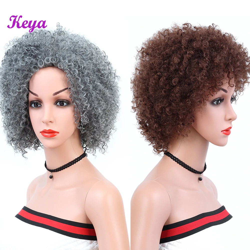 Короткий афро кудрявый вьющийся парик для чернокожих женщин 6 дюймов Боб