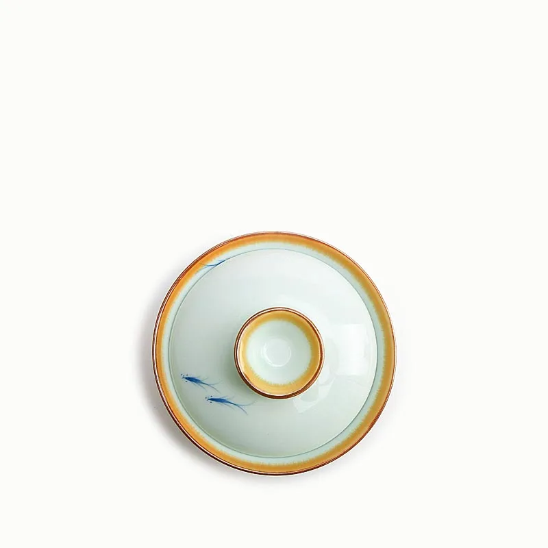 120 мл Китайский Лотос ручной работы рыбы керамический фарфор Jingdezhen Gaiwan чайный