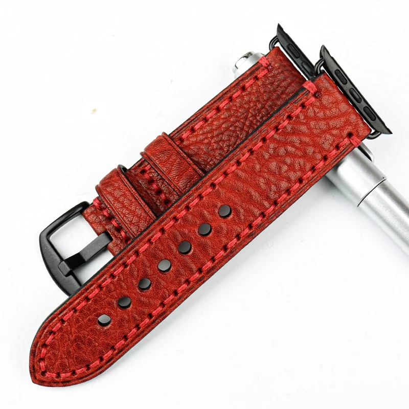 Браслет MAIKES из натуральной кожи для Apple Watch 42 мм 38 мм и ремешок для Apple Watch 44m4 40 мм аксессуары для часов iWatch браслеты