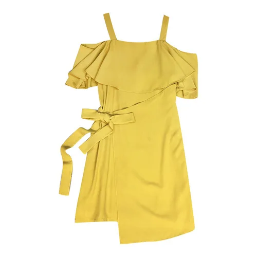 Пляжный стиль с рукавом-бабочкой однотонное вырезом лодочкой Vestidos сексуальное