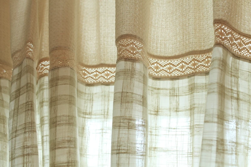 Бежевый сотовый хлопковый штор в американском стиле клетку из хлопка и льна