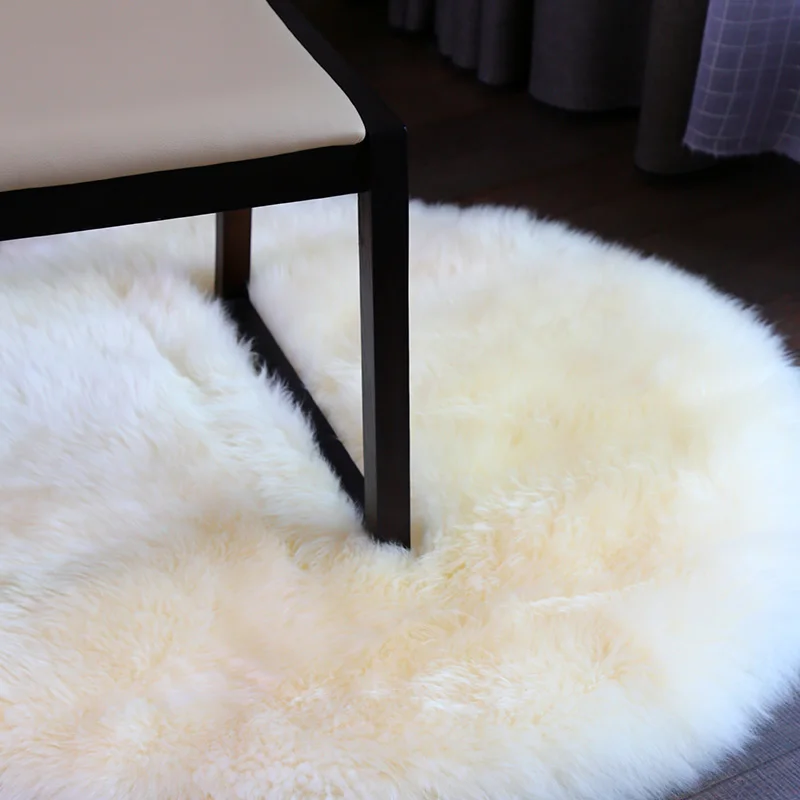 Большой круглый 100 см настоящий коврик из овчины для домашнего декора овечья кожа