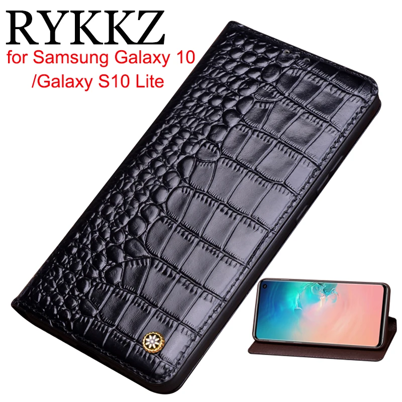 Чехол книжка из натуральной кожи для Samsung Galaxy S10 Lite Магнитный чехол Plus кожаные